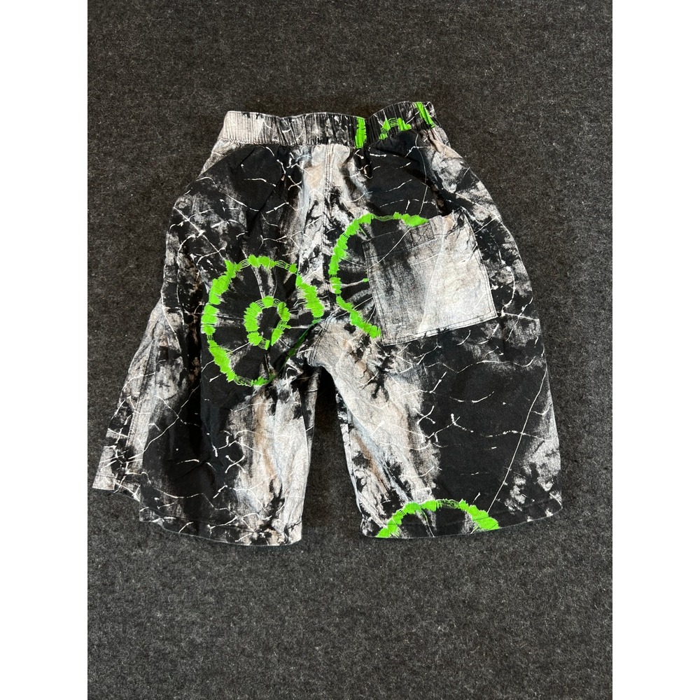 Vintage 90s Body USA Hardwear Board Shorts Neon Green Acid Wash Surf Y2K Boys S